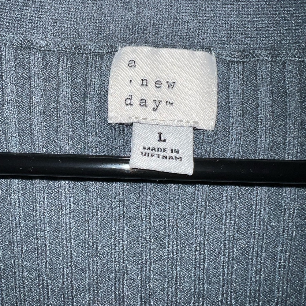 A New Day Ribbed Blue Sweater